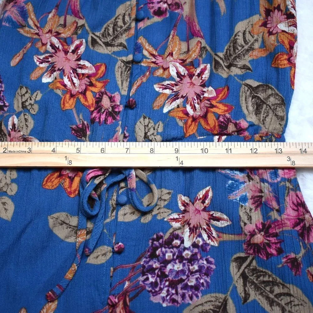 Honey Belle Floral Dress Sz S Button Front Whimsygoth Peasant Boho Sundress - Picture 12 of 16